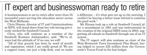 Press clipping: IT expert and businesswoman ready to retire