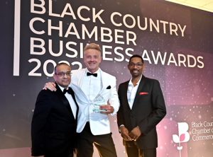 Paul Hull receiving an award for Black Country Business Person of the Year 2022 at the Black Country Chamber awards