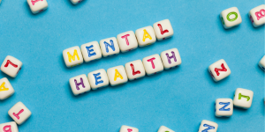 Colourful cubes spell out 'mental health'