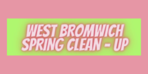 Pink banner with West Bromwich Spring Clean Up logo